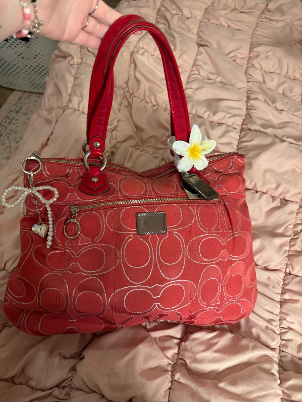 Coach Poppy Tote Vintage Red